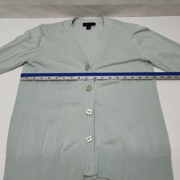 AB Studio Mint V-Neck Cardigan Medium 100% Cotton Lightweight Knit Style 0420M7M - Picture 5 of 7